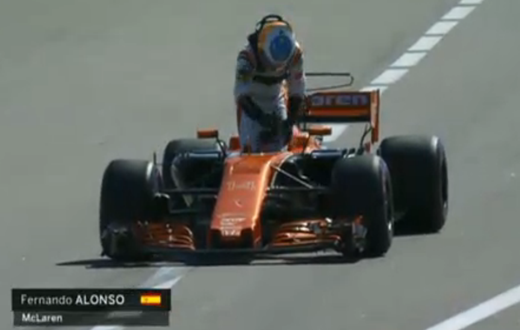 Fernando Alonso n'arrive pas à terminer le grand prix de Russie 2017
